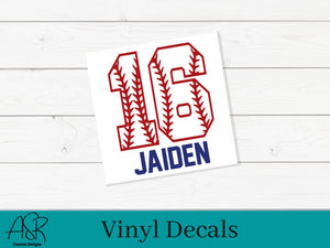 Personalized Baseball Decal with Name and Number - FREE SHIPPING