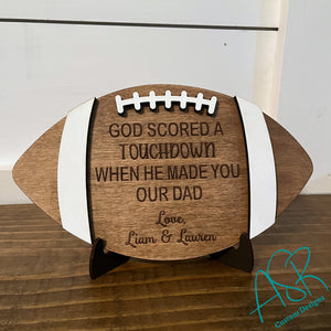 Football Dad Gift, God Scored a Touchdown When He Made You Our Dad, Personalized Gift For Dad