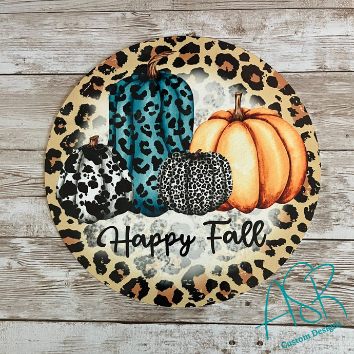 8 Inch Aluminum Circle Sign, Wreath Attachment Sign, Fall Sign, Happy Fall