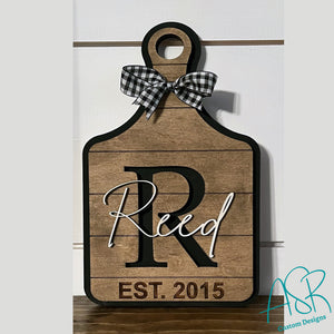 Decorative Mini Cutting Board with Initial, Last Name and Established Year