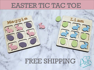 Personalized Tic Tac Toe, Easter Basket, Kid's game, Kid's gift,
