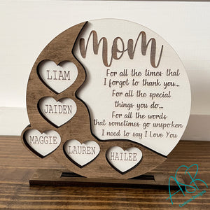 Mother's Day Personalized Round Wood Sign - Thank You Mom