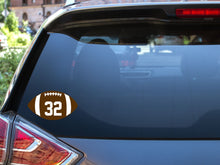 Football with Number Vinyl Decal - FREE SHIPPING