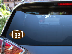 Football with Number Vinyl Decal - FREE SHIPPING