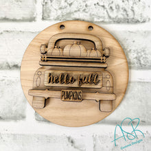 Hello Fall Truck 5 inch Round with Mini Post Holder