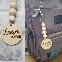 Personalized diaper bag beaded tag, backpack tag, teacher bag tag,