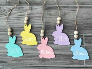 Personalized Bunny Easter Tags, Wood tags, Gift Tags, Easter Basket tags, Bunny Tags