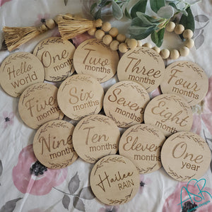 Monthly Milestone Rounds for Photos, Milestone Markers, Baby photo props, Wood monthly rounds