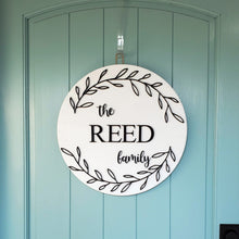 Family Name Door Hanger, Round Door Hanger, Wedding Gift, Housewarming Gift